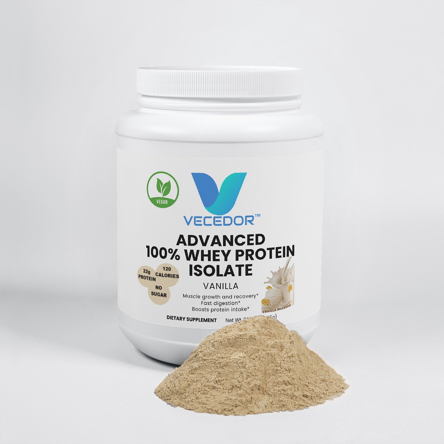 VECEDOR Advanced 100% Whey Protein Isolate – Vanilla | Fast Absorption & Lean Muscle Support VECEDOR