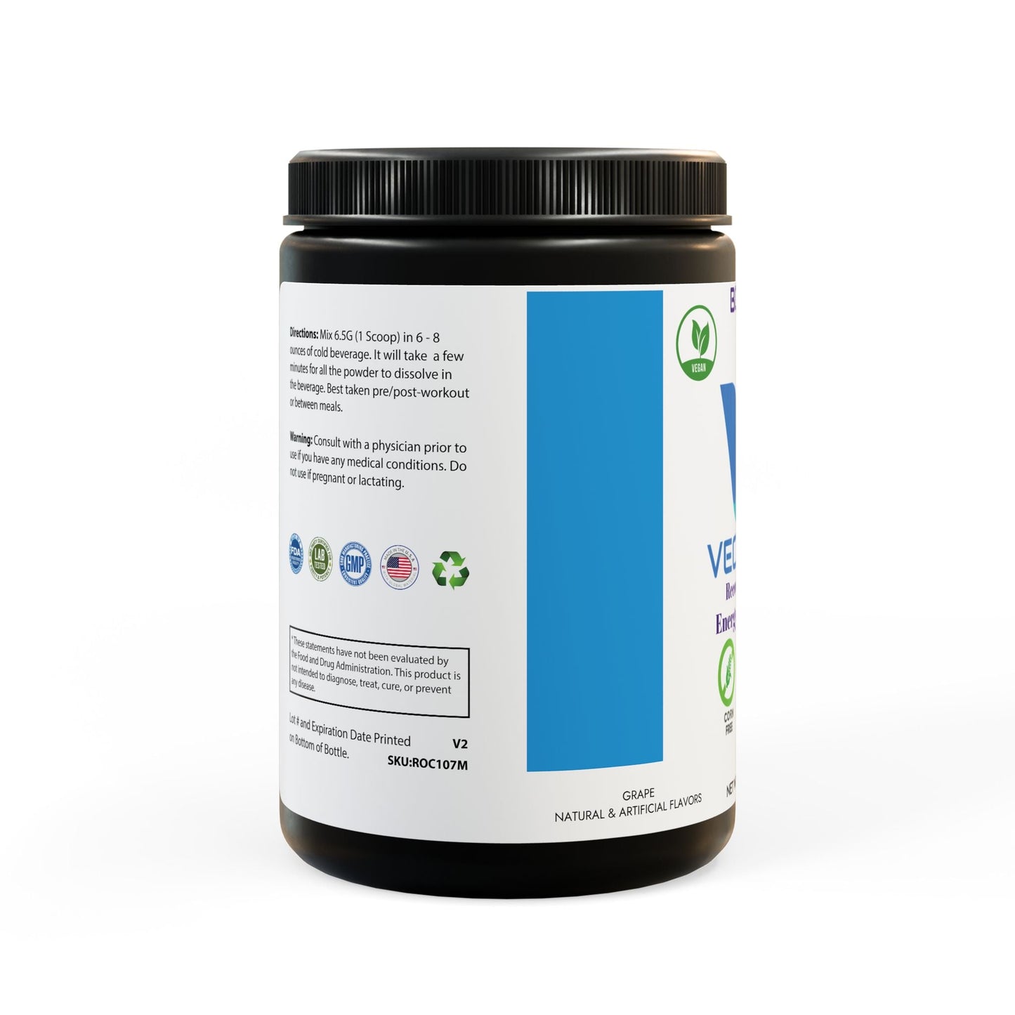 VECEDOR BCAA Supplement – Essential Amino Acids for Muscle Recovery, Growth & Endurance, Vegan-Friendly, 11.46oz, 50 servings Printify