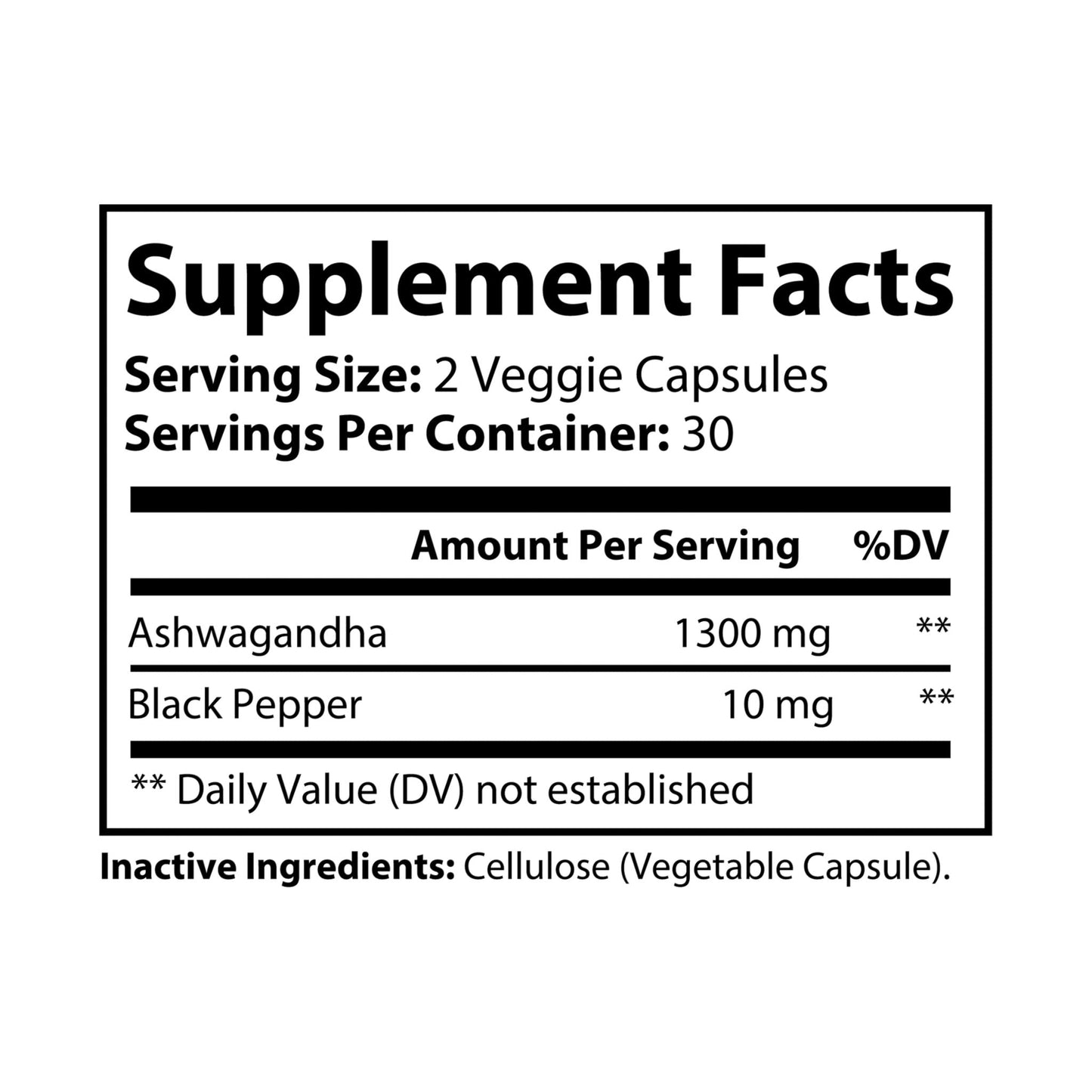 VECEDOR Ashwagandha and Black Pepper Supplement (60 capsules) Printify