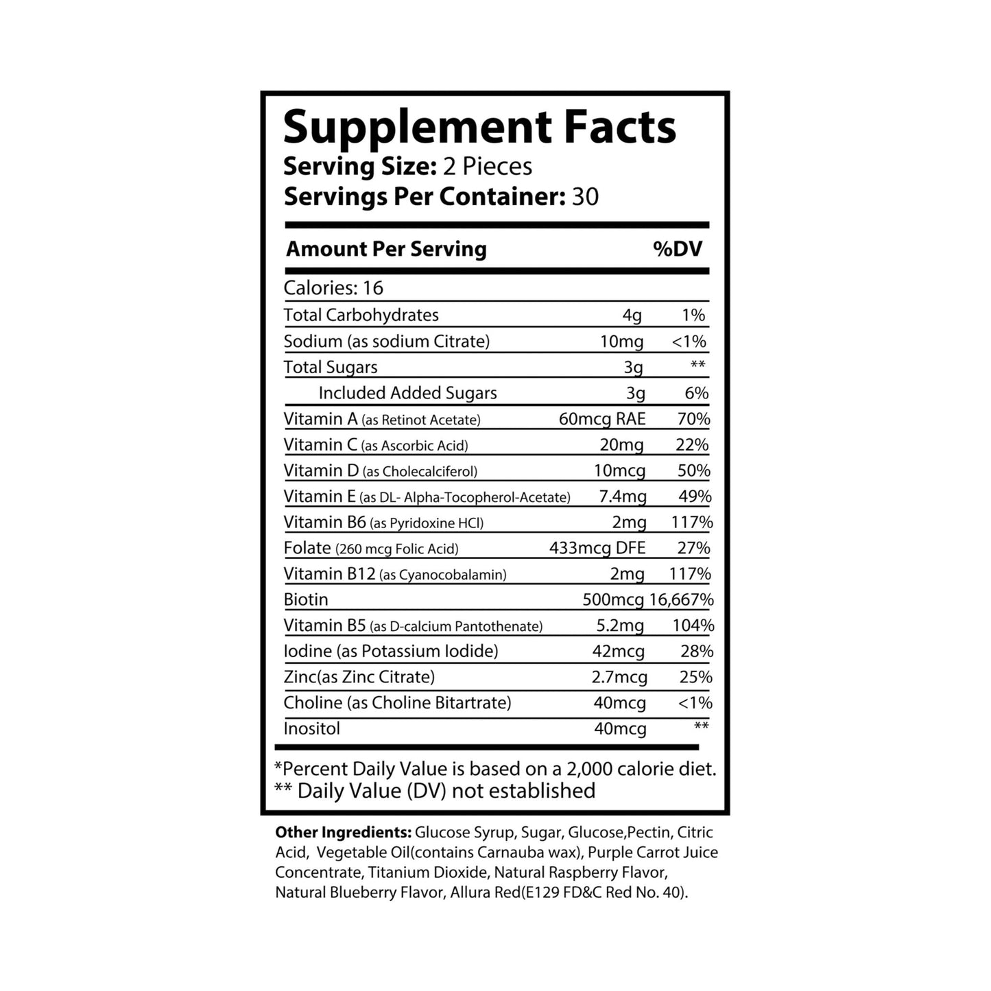 VECEDOR Hair Vitamin Gummies (60 Gummies) VECEDOR