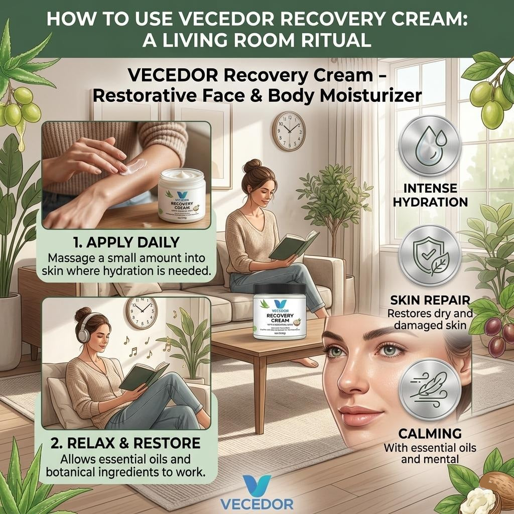 VECEDOR Recovery Cream – Restorative Face & Body Moisturizer for Dry, Sensitive & Damaged Skin – Hydrating & Healing Cream, 2oz