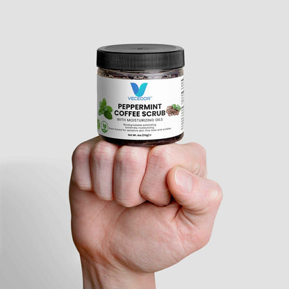 VECEDOR Peppermint Coffee Scrub – Exfoliating Body & Face Scrub for Smooth, Glowing Skin – Natural Moisturizing & Cellulite Care, 4oz