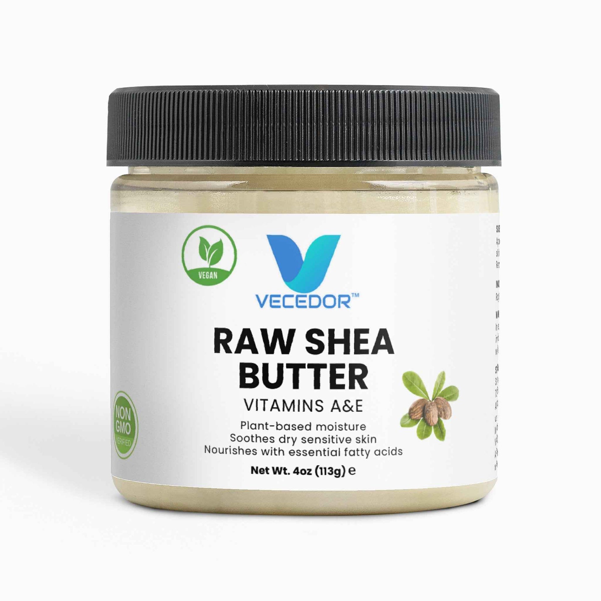 VECEDOR Raw Shea Butter – 100% Pure & Unrefined Organic Shea Butter for Skin, Hair & Body Moisturizing, 4oz