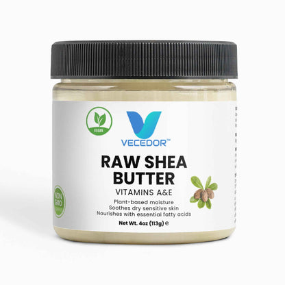 VECEDOR Raw Shea Butter – 100% Pure & Unrefined Organic Shea Butter for Skin, Hair & Body Moisturizing, 4oz