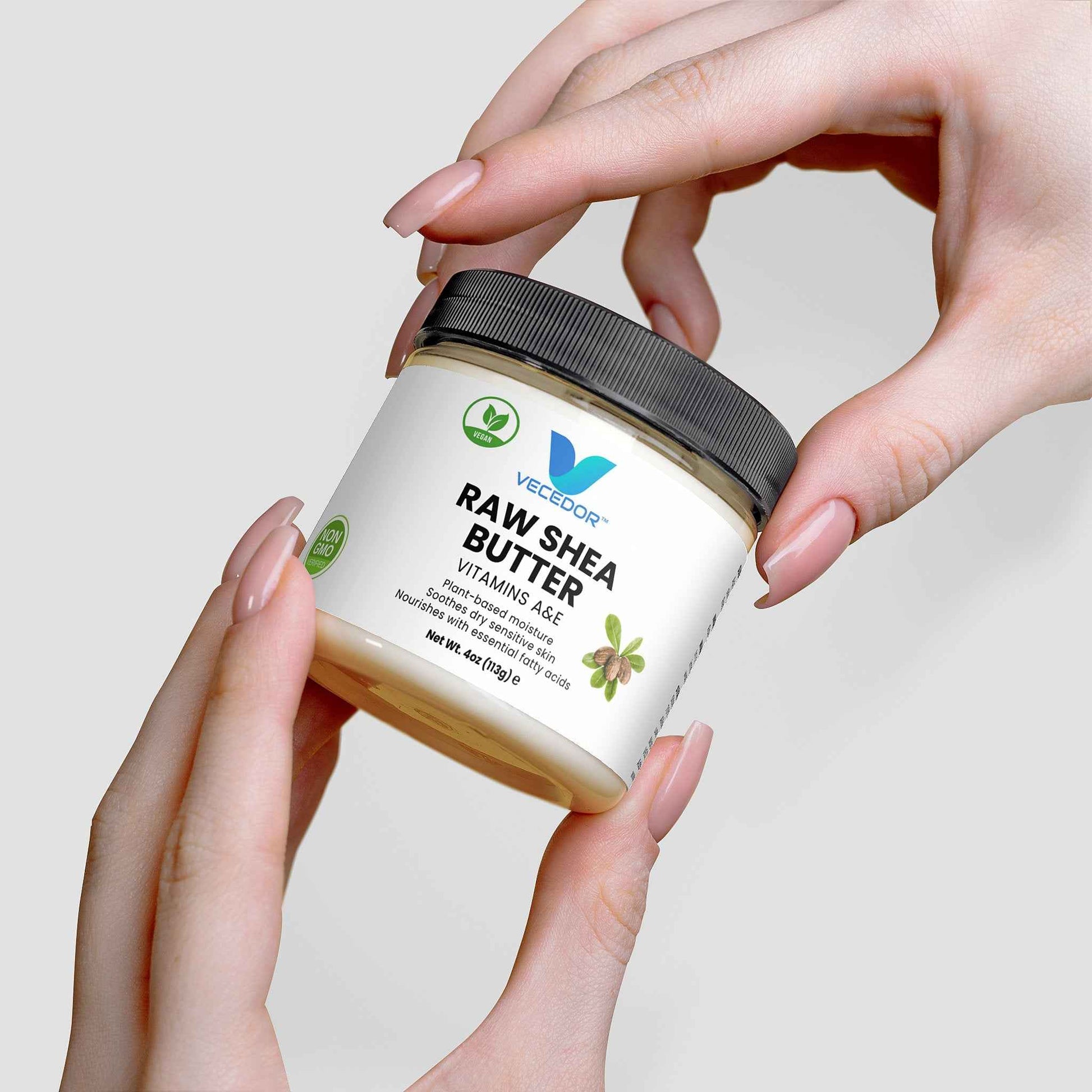 VECEDOR Raw Shea Butter – 100% Pure & Unrefined Organic Shea Butter for Skin, Hair & Body Moisturizing, 4oz