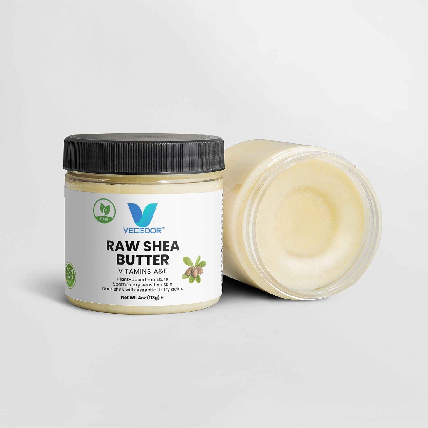 VECEDOR Raw Shea Butter – 100% Pure & Unrefined Organic Shea Butter for Skin, Hair & Body Moisturizing, 4oz
