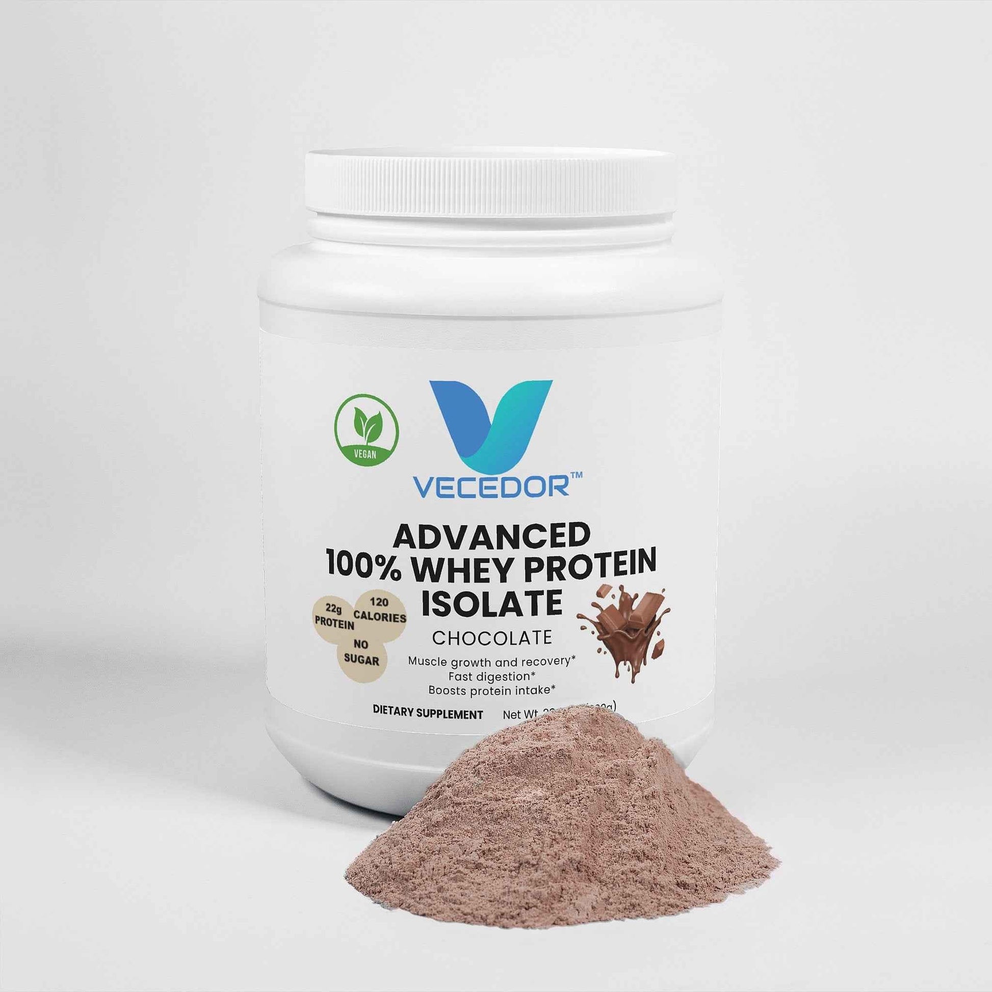 VECEDOR Advanced 100% Whey Protein Isolate – Chocolate | Fast Absorption & Lean Muscle Support