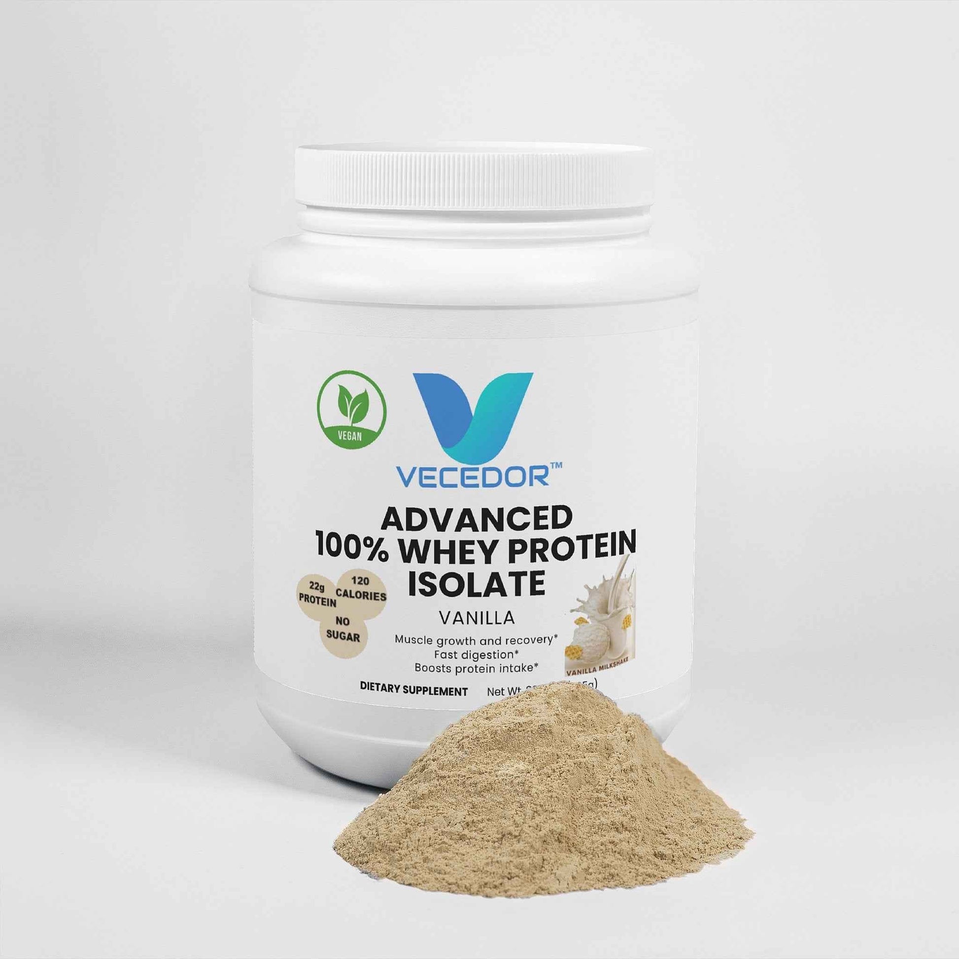 VECEDOR Advanced 100% Whey Protein Isolate – Vanilla | Fast Absorption & Lean Muscle Support