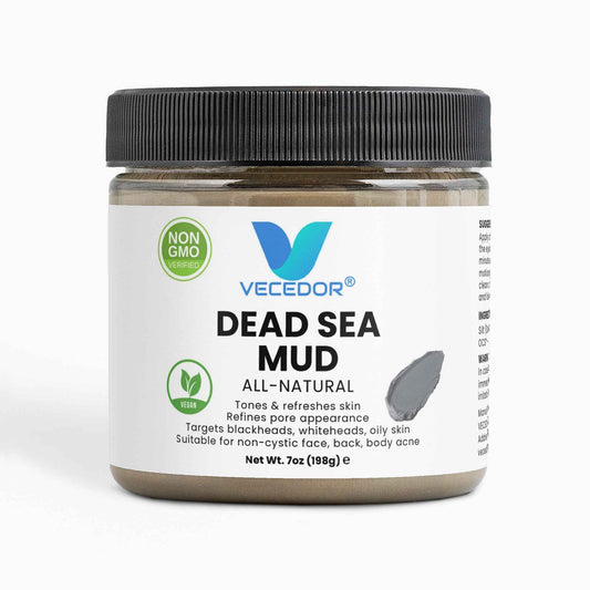 VECEDOR Dead Sea Mud for Face & Body, Natural Mineral-Rich Mask for Deep Pore Cleansing and Oil Control, 7oz