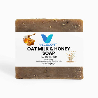 VECEDOR Oat Milk & Honey Soap – Gentle Moisturizing Bar for Dry & Sensitive Skin – Nourishing, Soothing & Hydrating, 4oz