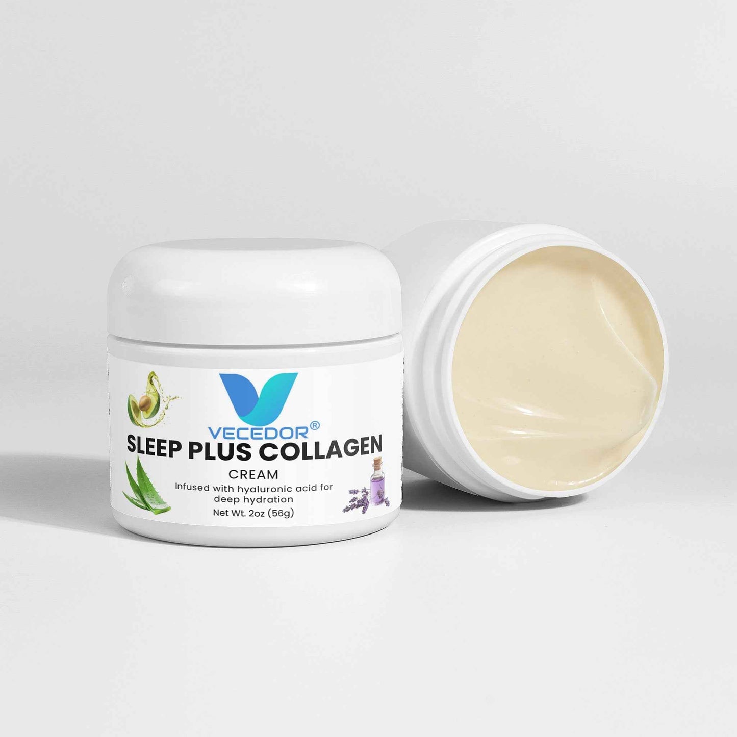 VECEDOR Sleep Plus Collagen Cream – Night Moisturizer with Collagen & Hyaluronic Acid for Hydration, Firming & Anti-Aging, 2oz