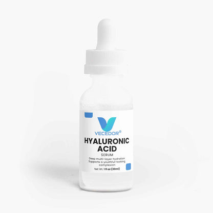 Vecedor Hyaluronic Acid Serum - Deep Multi-Layer Hydration for Enhanced Moisture Retention & Elasticity - 1 fl oz