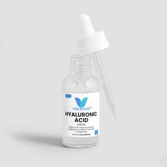 Vecedor Hyaluronic Acid Serum - Deep Multi-Layer Hydration for Enhanced Moisture Retention & Elasticity - 1 fl oz