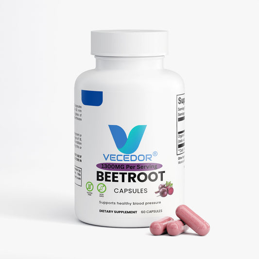 VECEDOR Organic Beetroot for Circulation & Energy | Nitric Oxide Support 60 Capsules