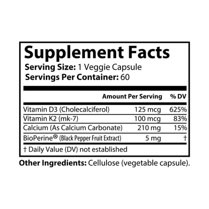 VECEDOR Vitamin K2 + D3 Supplement (60 Capsules)