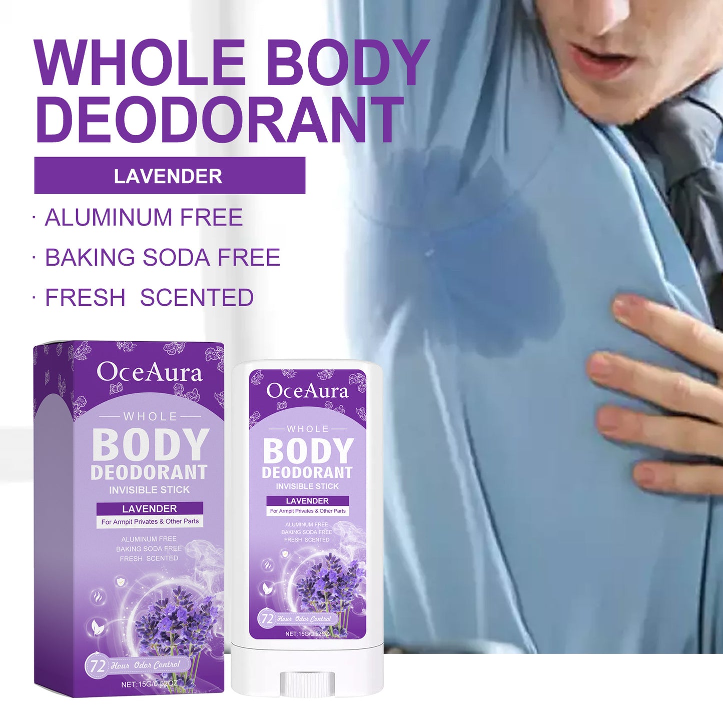 OceAura Lavender Body Deodorant Stick Body Fragrance Antiperspirant Deodorant Deodorant Stick For Underarm Odor