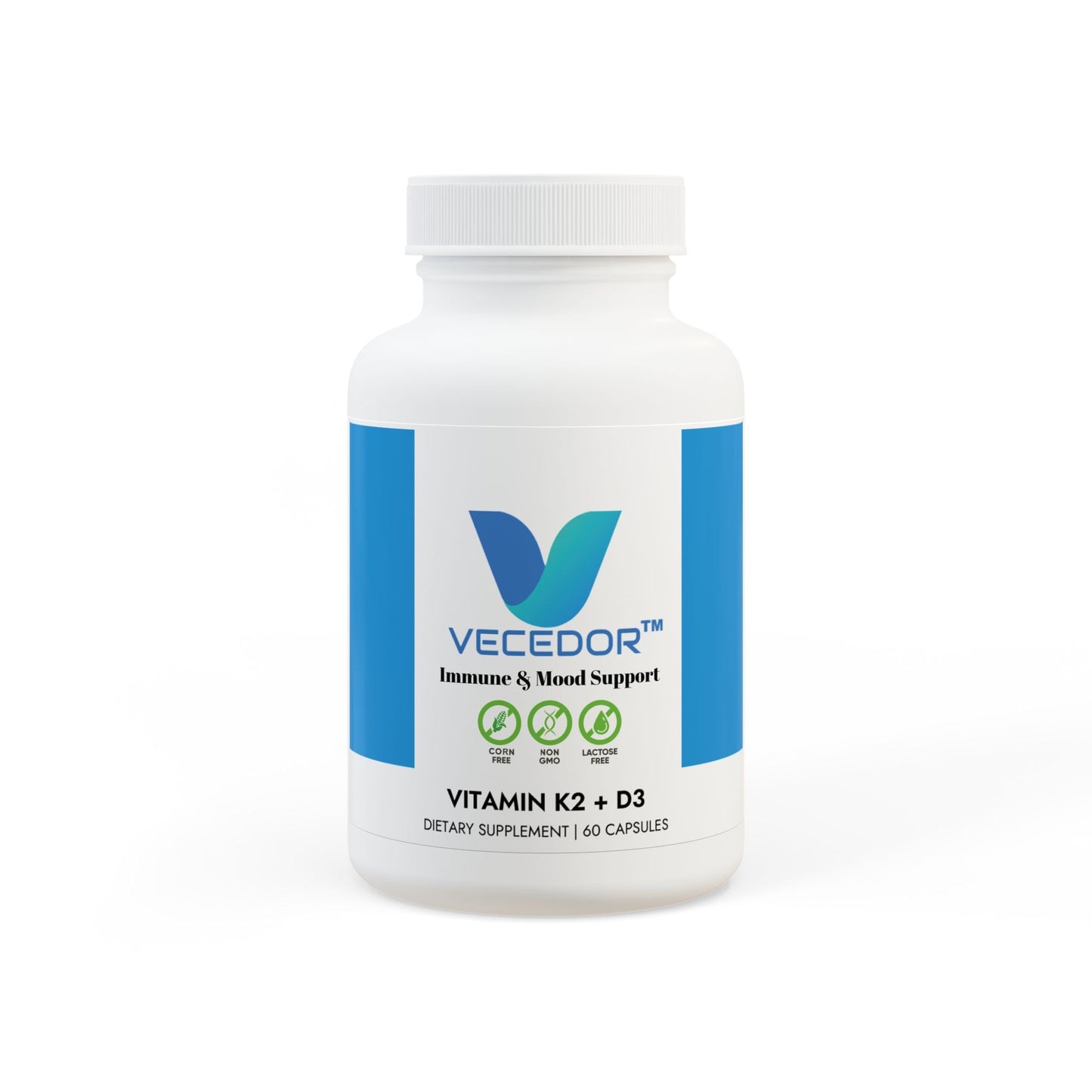 VECEDOR Vitamin K2 + D3 Supplement (60 Capsules) Printify