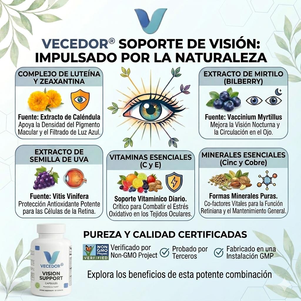 Vecedor Vision Support – Lutein and Zeaxanthin Supplement for Eye Health, Helps Reduce Eye Strain and Fatigue – 60 Capsules