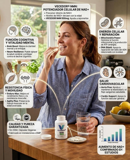 VECEDOR Pure NMN Supplement 500mg – Boost NAD+, Energy & Cellular Health