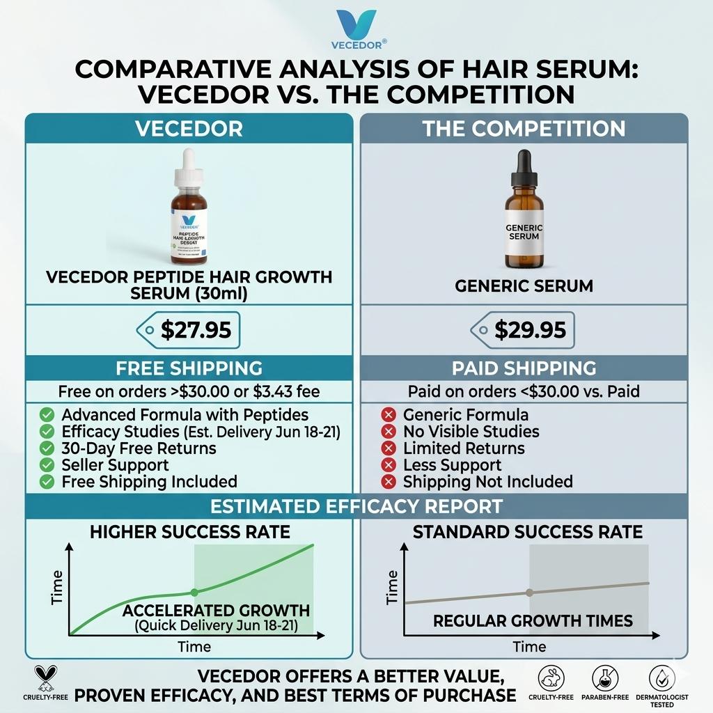 VECEDOR Peptide Hair Growth Serum – Strengthening & Nourishing Scalp Treatment for Thicker, Fuller Hair 1 fl oz