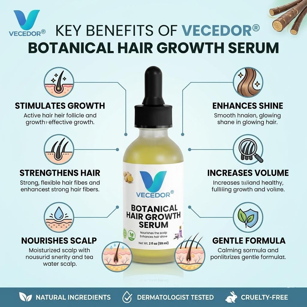VECEDOR Botanical Hair Growth Serum– Nourishing Scalp Treatment for Thicker, Stronger & Healthier Hair  2 fl oz