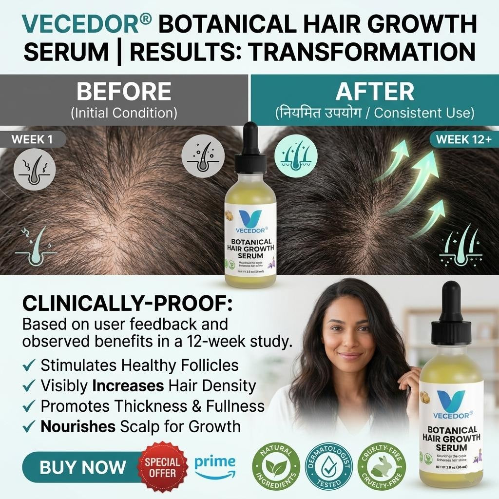 VECEDOR Botanical Hair Growth Serum– Nourishing Scalp Treatment for Thicker, Stronger & Healthier Hair  2 fl oz