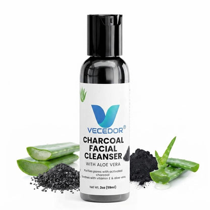 VECEDOR Charcoal Facial Cleanser – Deep Cleansing Face Wash for Oily & Acne-Prone Skin – Removes Impurities, Detoxifies & Unclogs Pores, 4oz