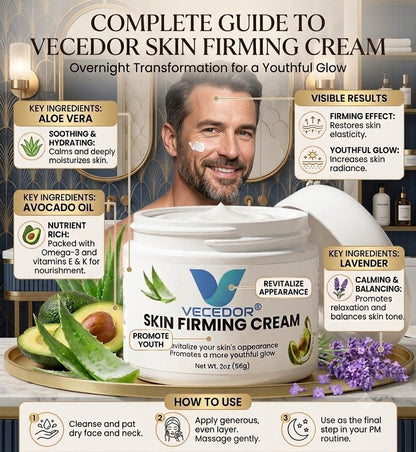 VECEDOR Skin Firming Cream – Anti-Aging Face & Body Moisturizer with Collagen & Elastin for Tightening and Smoothing, 2oz