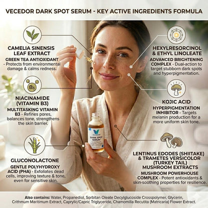 VECEDOR Dark Spot Serum for Normal Skin – Brightening, Even Tone & Hyperpigmentation Treatment, 1 fl oz