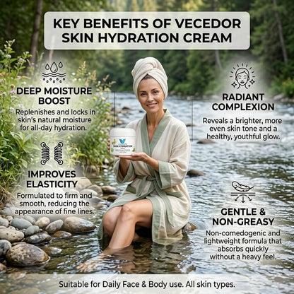 VECEDOR Skin Hydration Cream – Daily Face & Body Moisturizer with Hyaluronic Acid for Dry & Sensitive Skin, 2oz