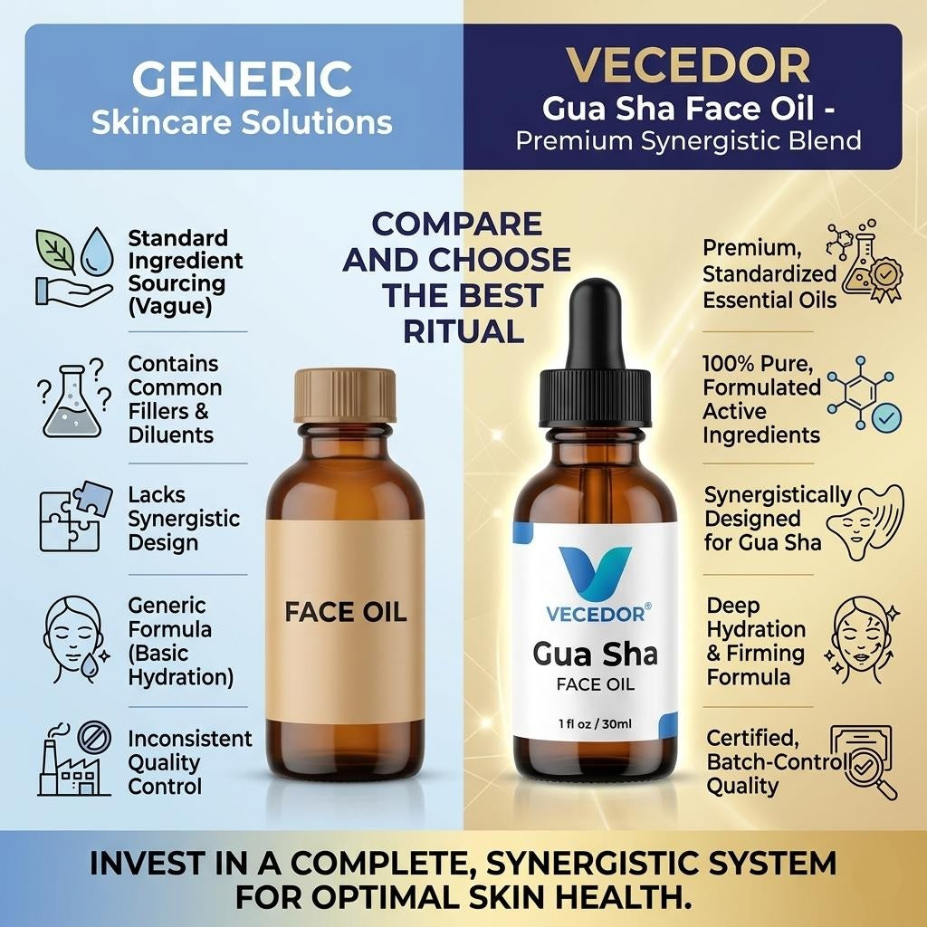 VECEDOR Gua Sha Face Oil  – Hydrating, Nourishing & Radiance-Boosting Facial Oil for Massage & Glow 1 fl oz