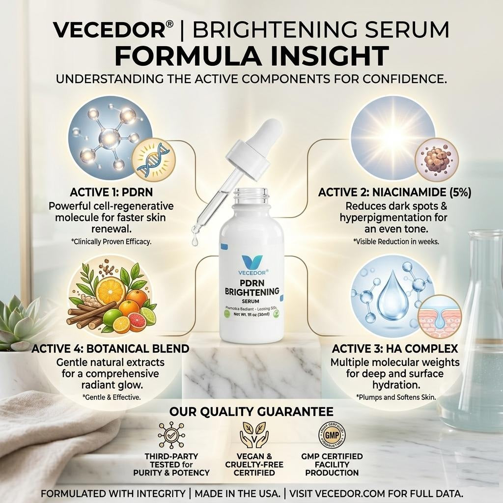 VECEDOR PDRN Brightening Serum – Advanced Skin Repair & Radiance Boost with DNA Complex