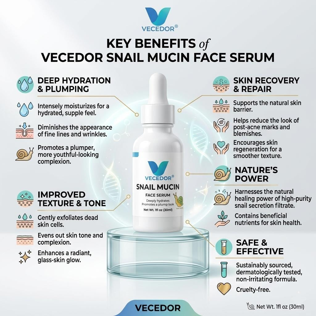 VECEDOR Snail Mucin Face Serum 1fl oz
