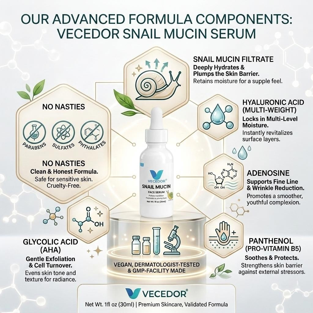 VECEDOR Snail Mucin Face Serum 1fl oz