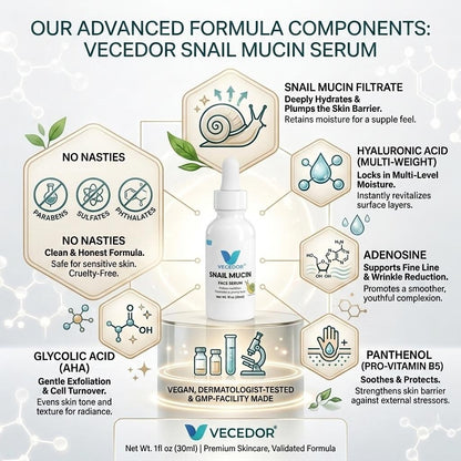 VECEDOR Snail Mucin Face Serum 1fl oz