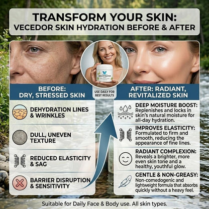 VECEDOR Skin Hydration Cream – Daily Face & Body Moisturizer with Hyaluronic Acid for Dry & Sensitive Skin, 2oz