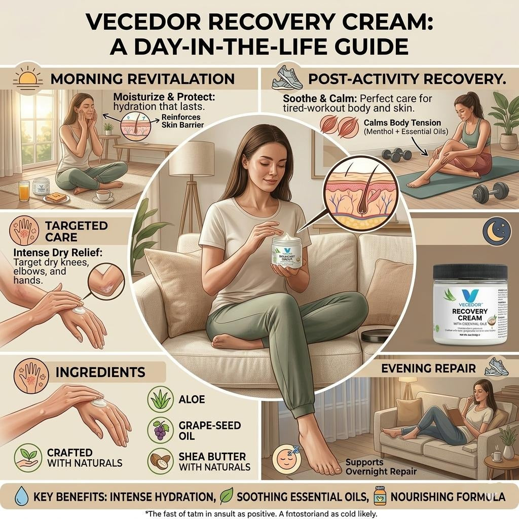 VECEDOR Recovery Cream – Restorative Face & Body Moisturizer for Dry, Sensitive & Damaged Skin – Hydrating & Healing Cream, 2oz