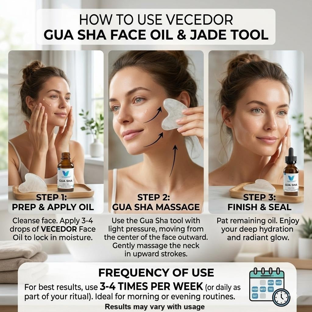 VECEDOR Gua Sha Face Oil  – Hydrating, Nourishing & Radiance-Boosting Facial Oil for Massage & Glow 1 fl oz