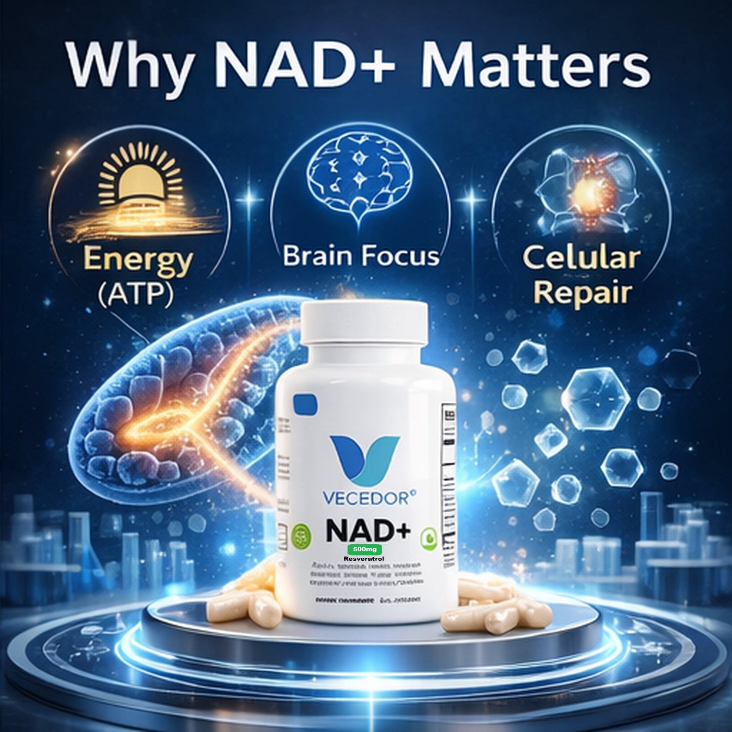 VECEDOR NAD+ Supplement – Cellular Energy & Anti-Aging Support Formula VECEDOR