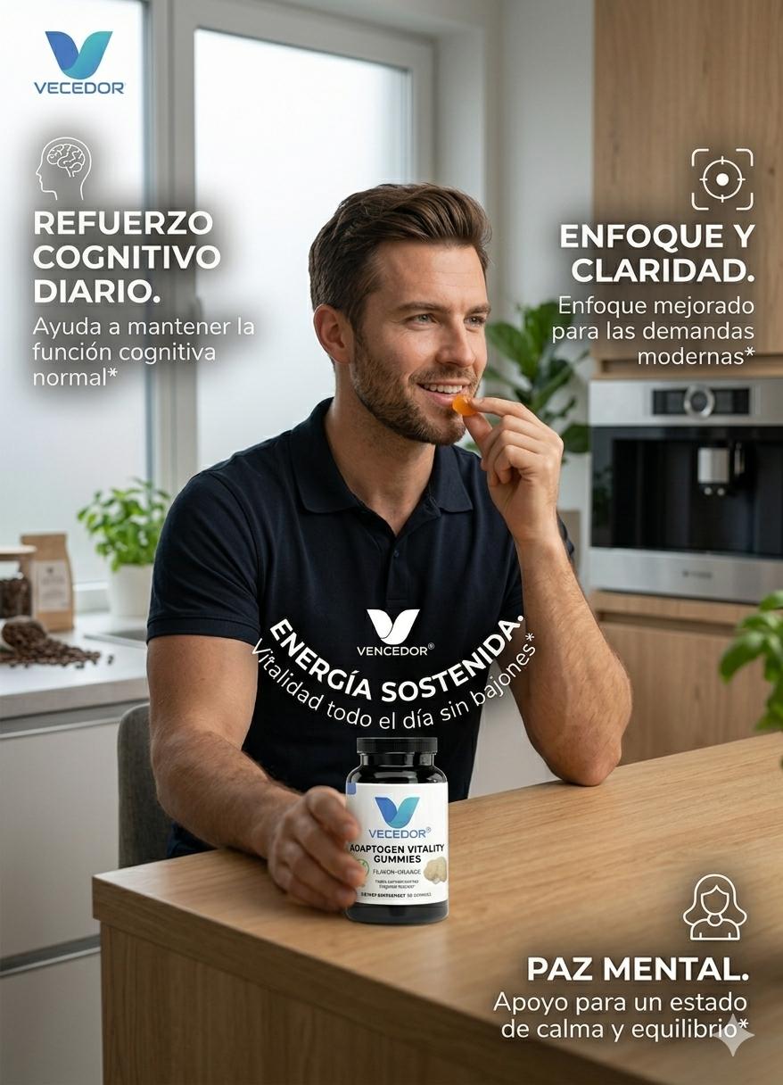 VECEDOR Adaptogen Vitality Blend for Energy & Balance | Daily Wellness Support Gummies