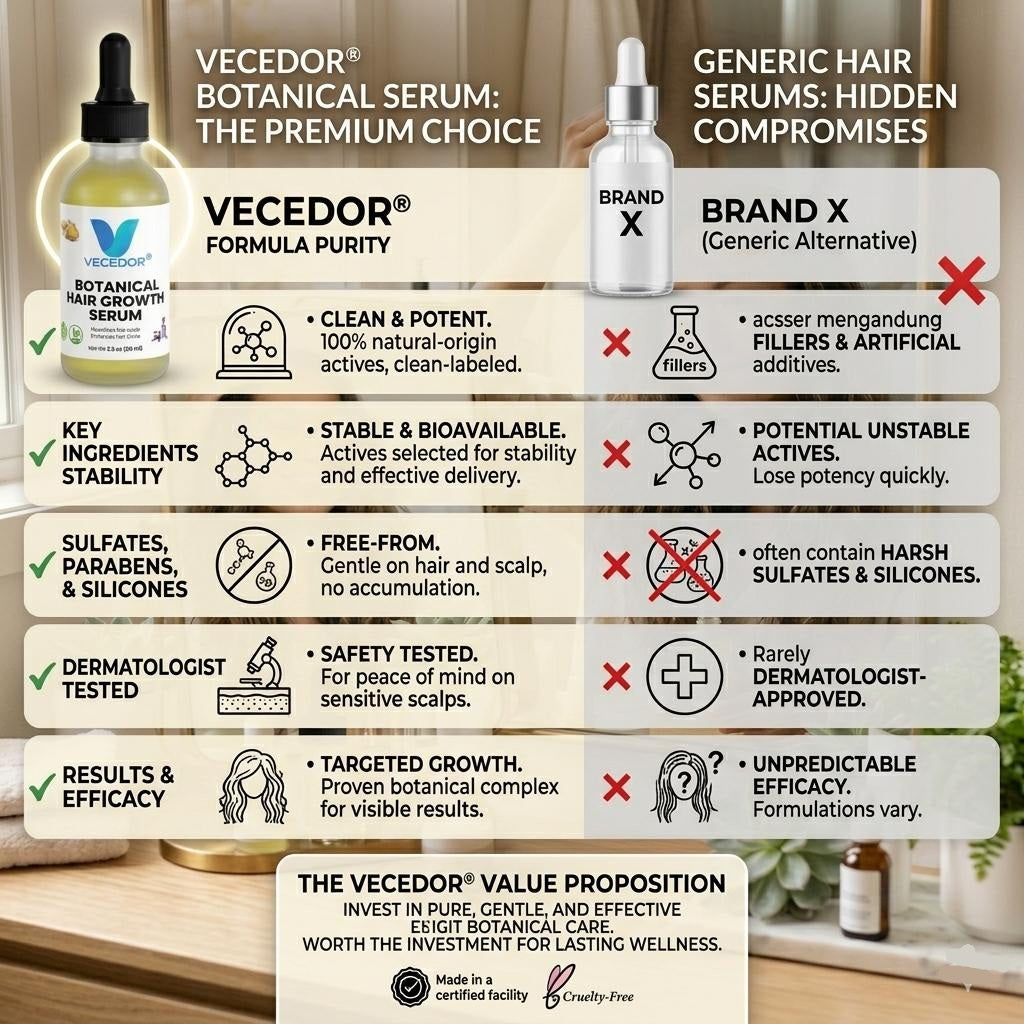VECEDOR Botanical Hair Growth Serum– Nourishing Scalp Treatment for Thicker, Stronger & Healthier Hair  2 fl oz