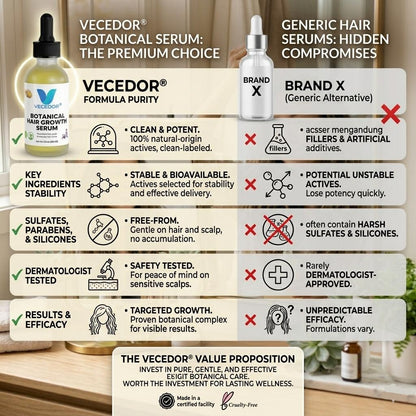 VECEDOR Botanical Hair Growth Serum– Nourishing Scalp Treatment for Thicker, Stronger & Healthier Hair  2 fl oz