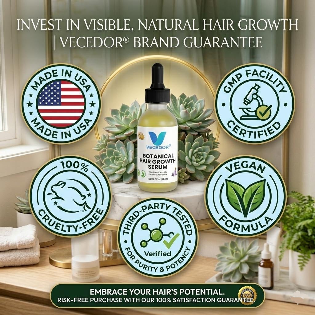 VECEDOR Botanical Hair Growth Serum– Nourishing Scalp Treatment for Thicker, Stronger & Healthier Hair  2 fl oz