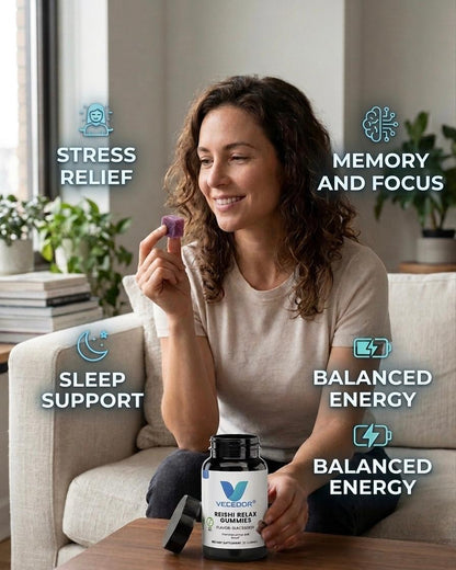 VECEDOR Reishi Relax Gummies for Calm & Wellness | Natural Adaptogen Support