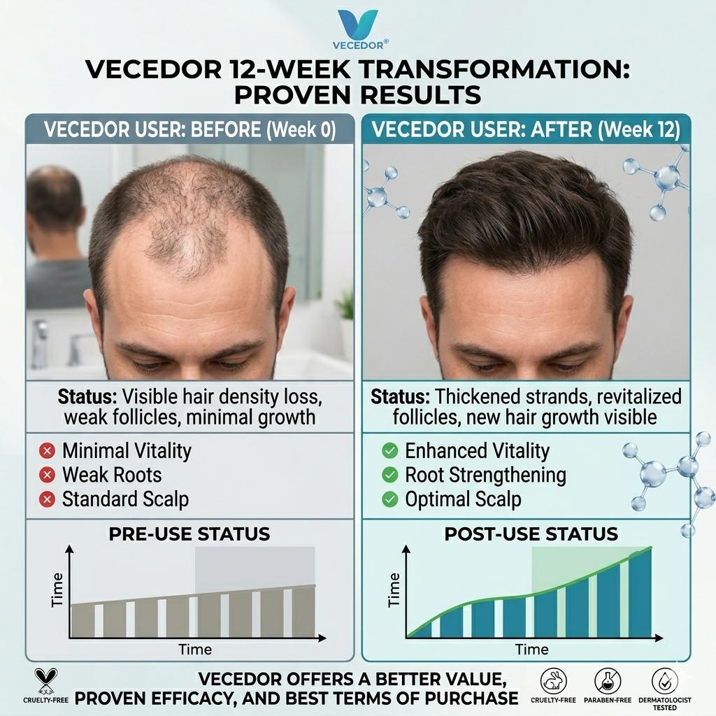 VECEDOR Peptide Hair Growth Serum – Strengthening & Nourishing Scalp Treatment for Thicker, Fuller Hair 1 fl oz