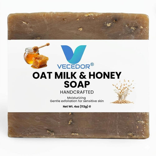 VECEDOR Oat Milk & Honey Soap – Gentle Moisturizing Bar for Dry & Sensitive Skin – Nourishing, Soothing & Hydrating, 4oz