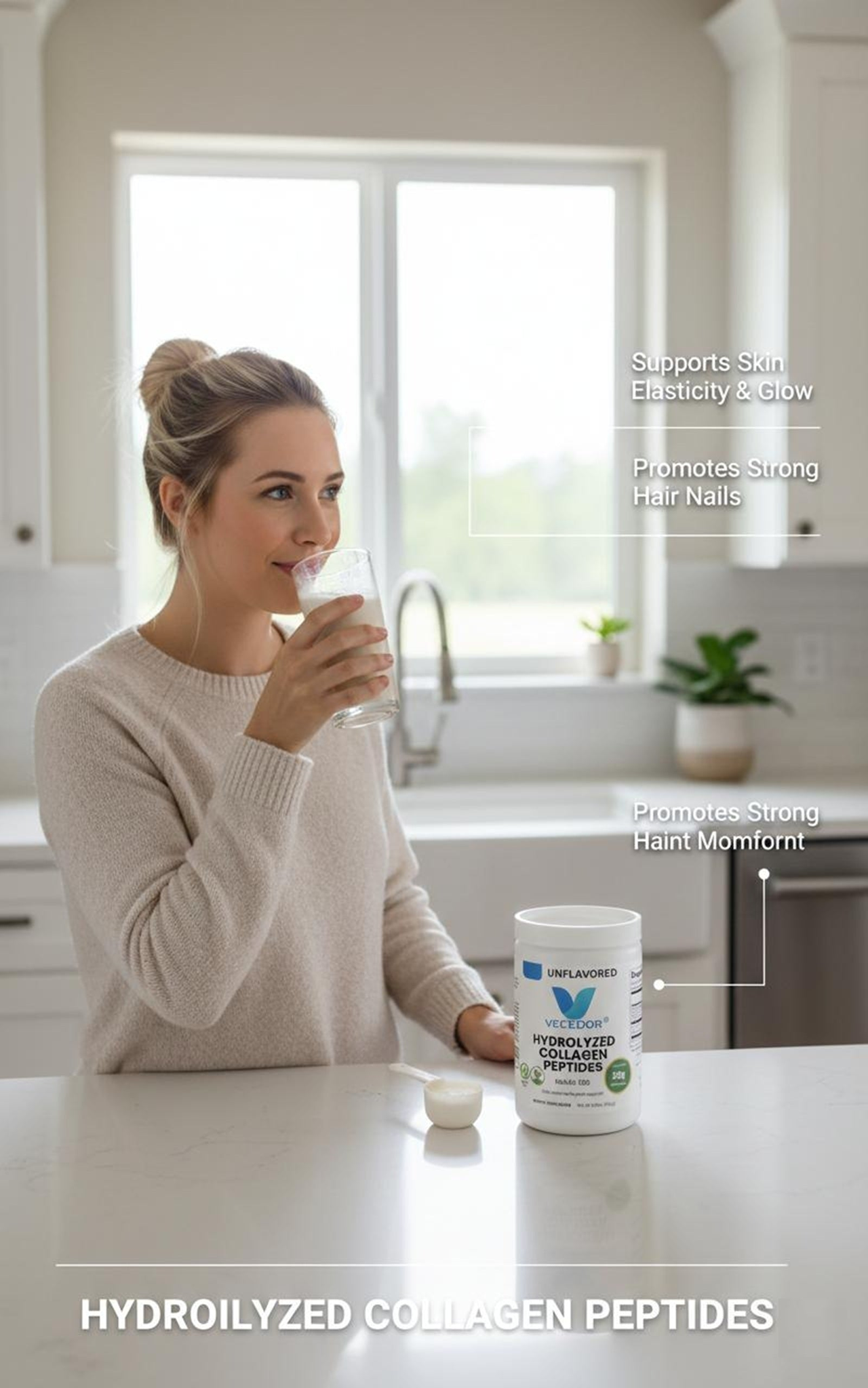VECEDOR Grass-Fed Collagen Peptides Powder (Unflavored)