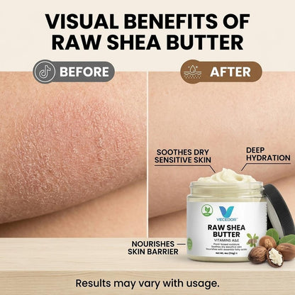 VECEDOR Raw Shea Butter – 100% Pure & Unrefined Organic Shea Butter for Skin, Hair & Body Moisturizing, 4oz