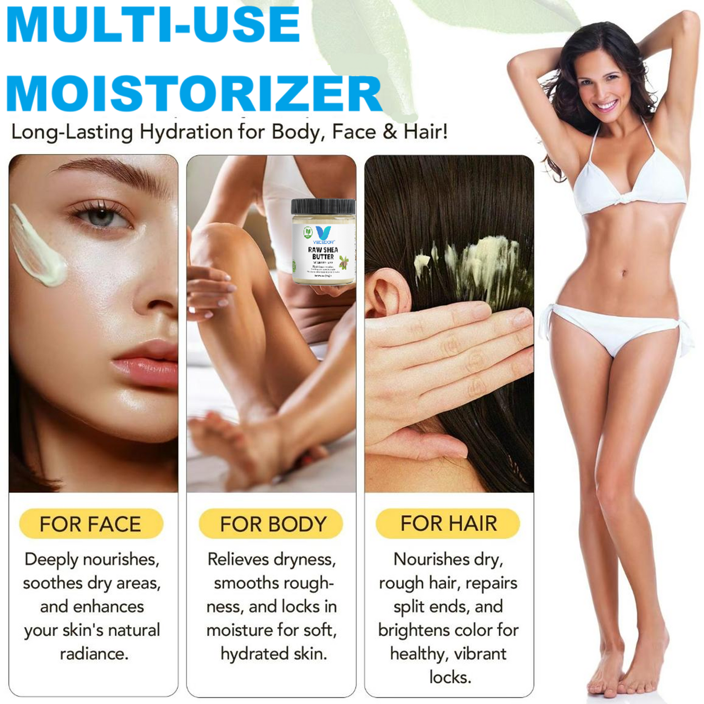 VECEDOR Raw Shea Butter – 100% Pure & Unrefined Organic Shea Butter for Skin, Hair & Body Moisturizing, 4oz