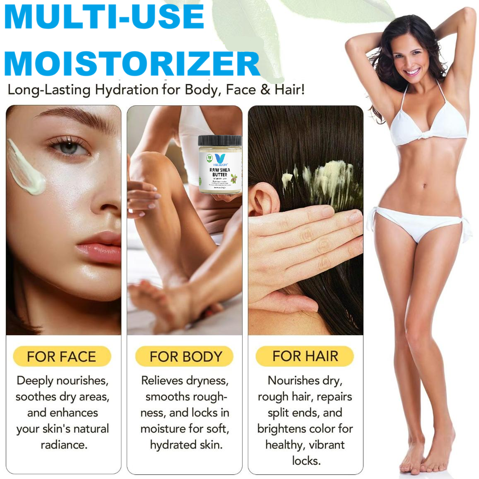 VECEDOR Raw Shea Butter – 100% Pure & Unrefined Organic Shea Butter for Skin, Hair & Body Moisturizing, 4oz